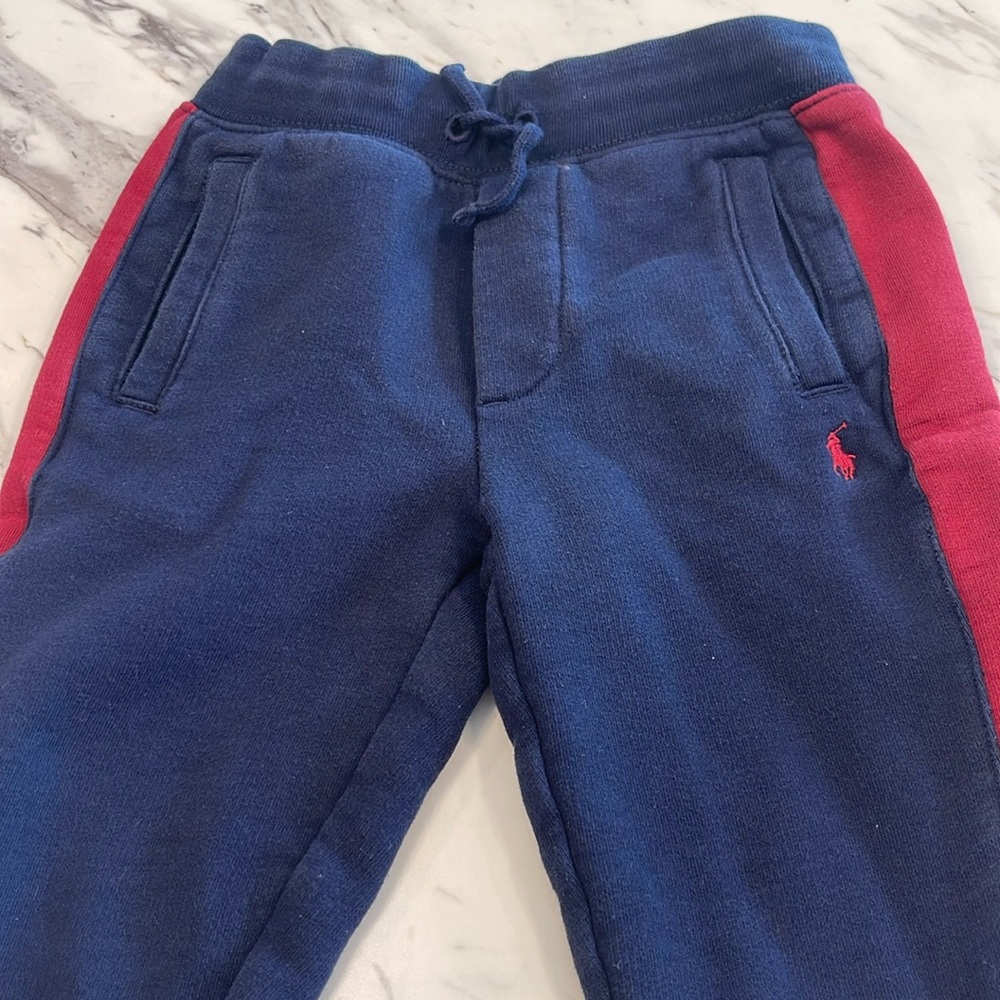 Polo by Ralph Lauren Kids Navy and Red Athletic Joggers with Elastic Cuffs